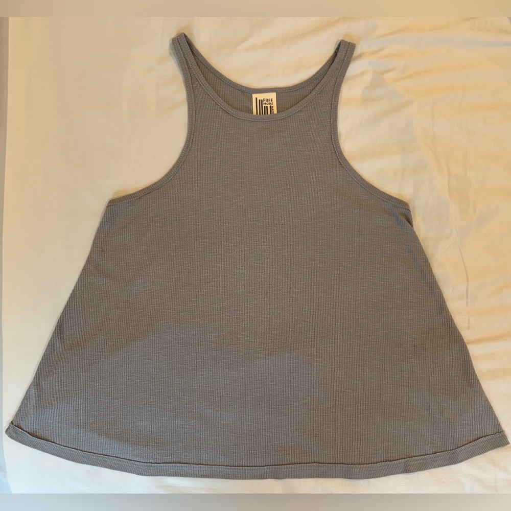 Free People Ribbed Swing Tank Top in Light Gray